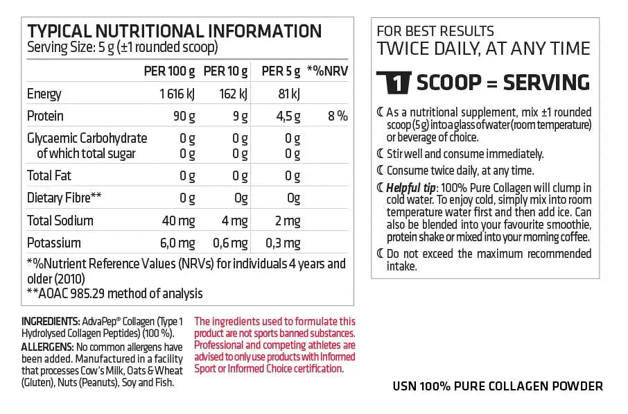 USN 100% Pure Collagen Powder | TopDog Nutrition