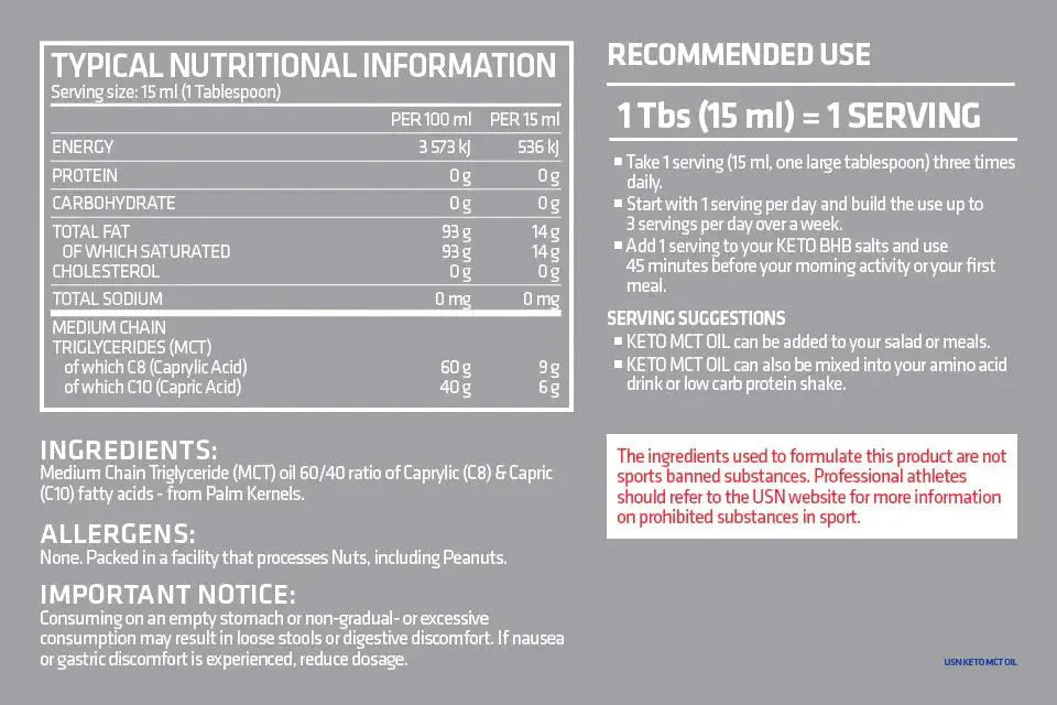 USN Keto MCT Oil | TopDog Nutrition