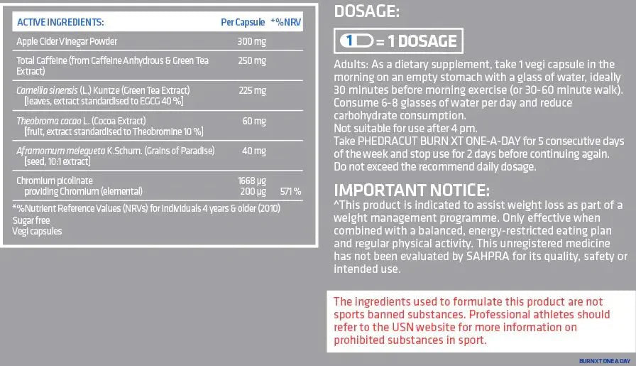 USN Phedra Cut Burn XT One - A - Day | TopDog Nutrition