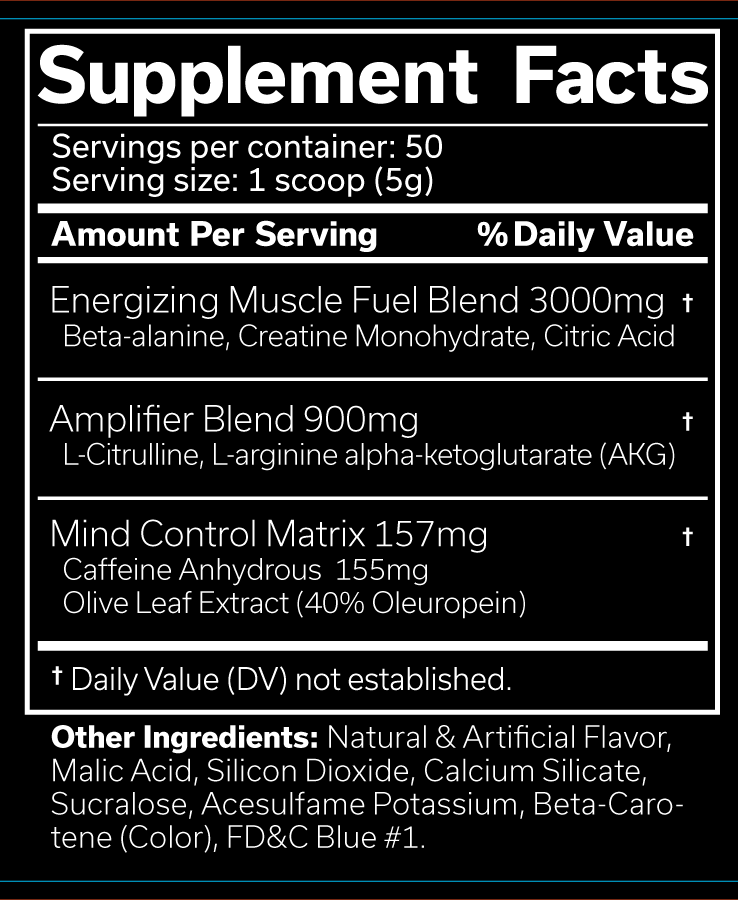 JNX Sports The Curse! Green Apple Supplement Facts