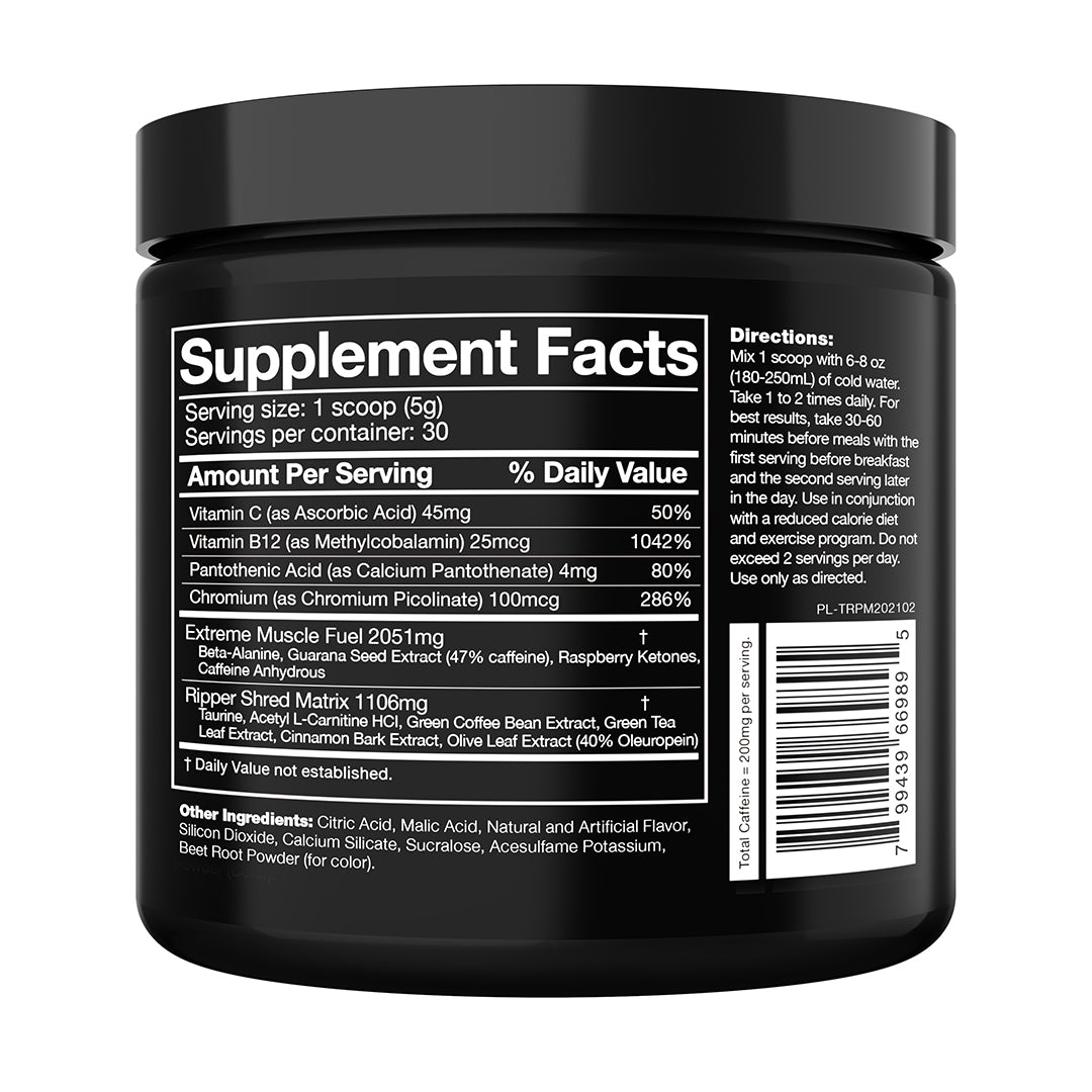 JNX Sports The Ripper! Pink Mango Fat Burner Supplement Facts