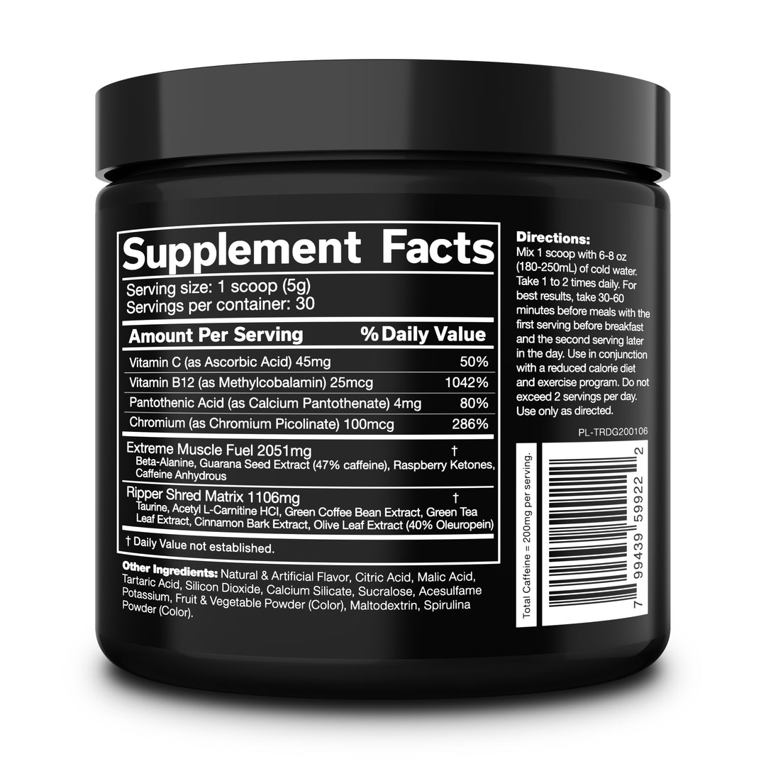 JNX Sports The Ripper! Dark Grape Supplement Facts